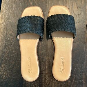 Madewell square toe slide sandals in woven leather